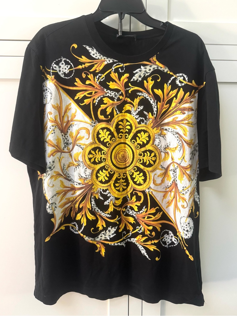 VERSACE Barocco Print T Shirt 2XL Mitchell Fit Made In Italy Black Gold
